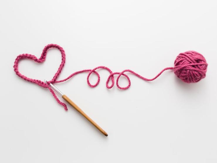 Crochet Heart and Ball of Yarn