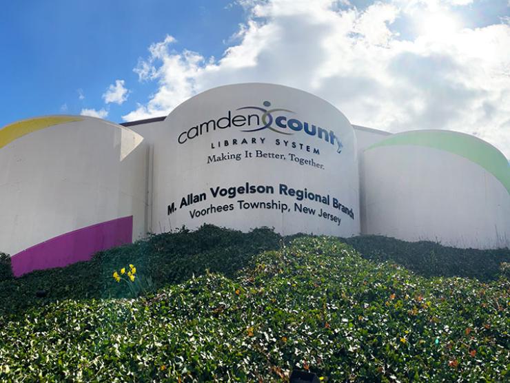 Exterior shot of the Voorhees Branch's building